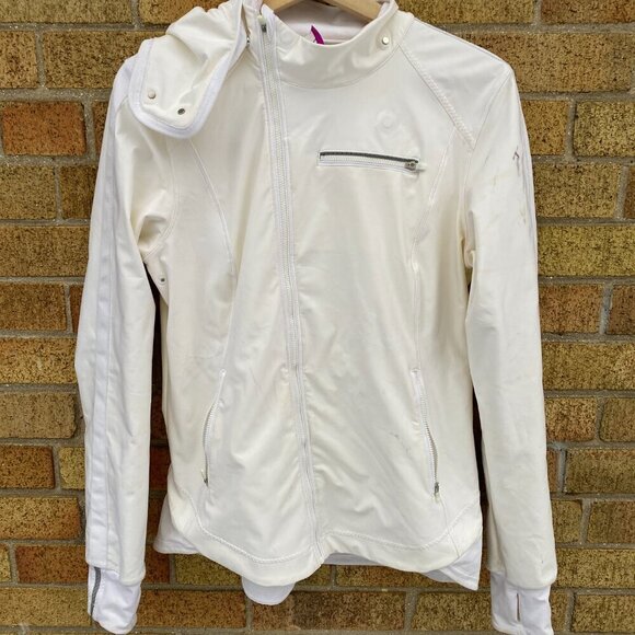 Lululemon Fleece Out Jacket Zipper Vent Yoga Jacket White Size 10 - Picture 4 of 8